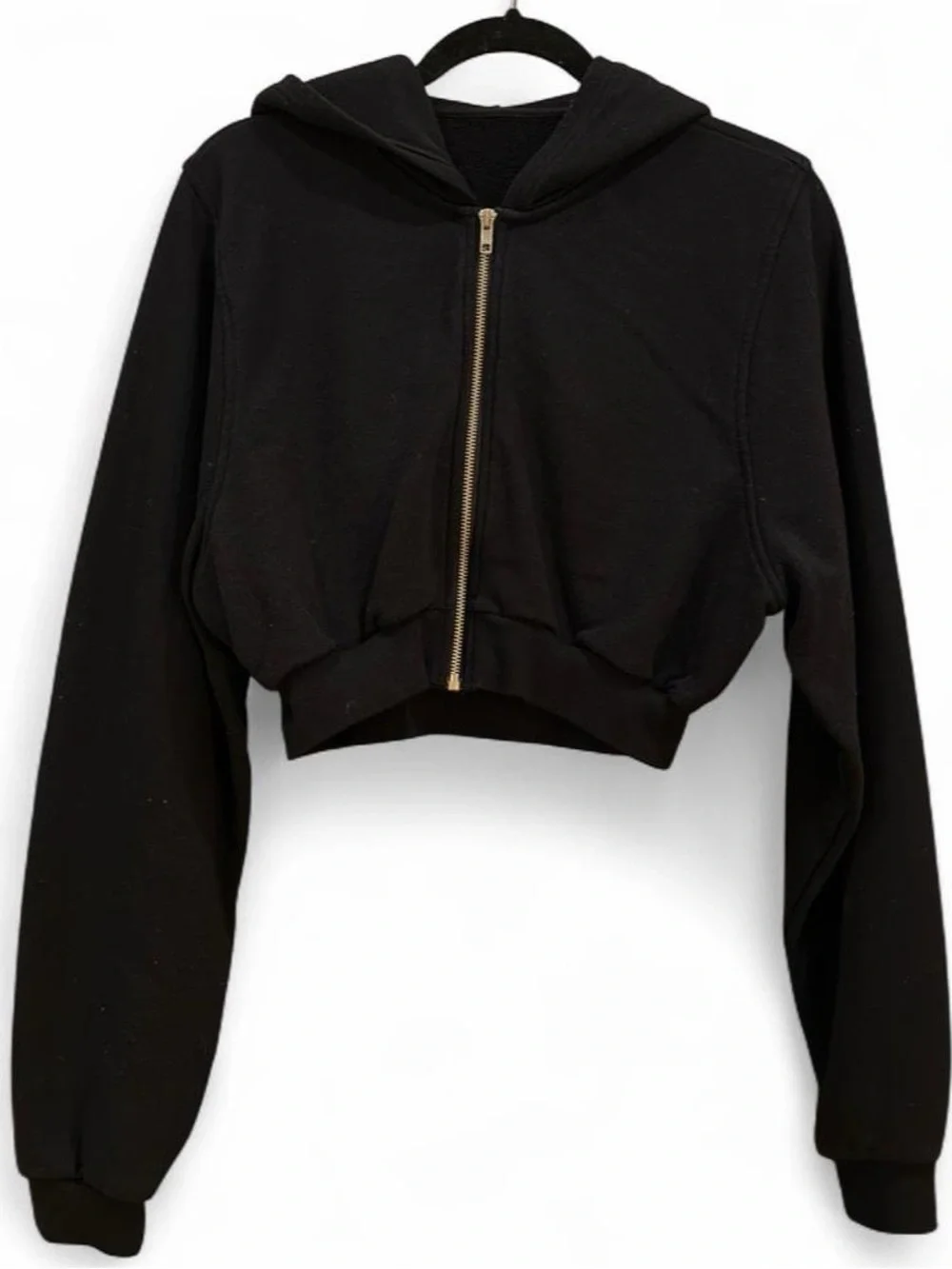 Alo Yoga Sweet Escape Zip Up Hoodie Women's Black Crop Zip-Up Hoodie - Athletic
